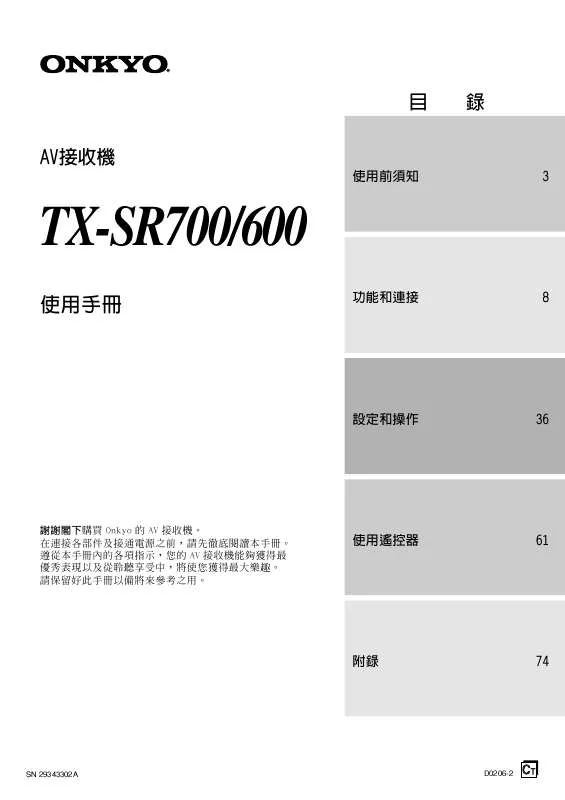 Mode d'emploi ONKYO TX-SR600