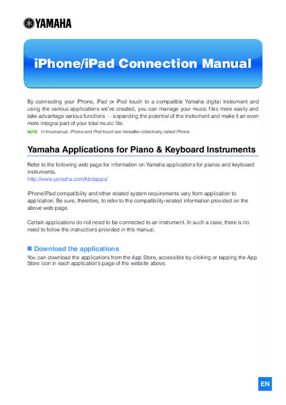 Mode d'emploi YAMAHA IPHONE/IPAD CONNECTION MANUAL
