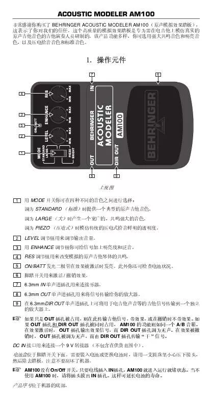 Mode d'emploi BEHRINGER AM100