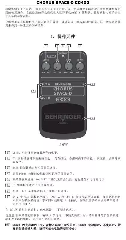 Mode d'emploi BEHRINGER CD400