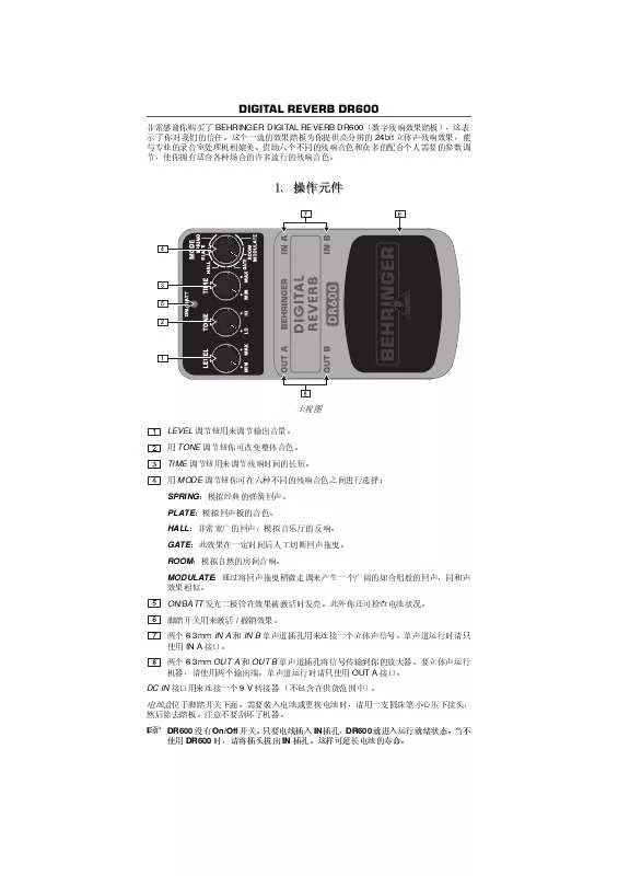 Mode d'emploi BEHRINGER DR600