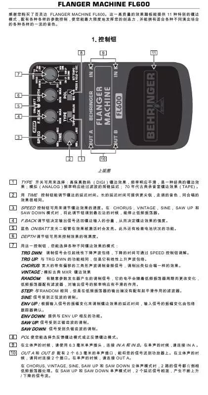 Mode d'emploi BEHRINGER FL600