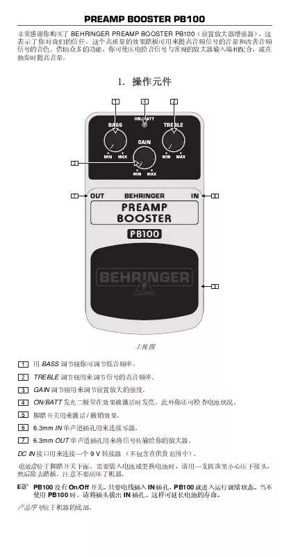 Mode d'emploi BEHRINGER PB100