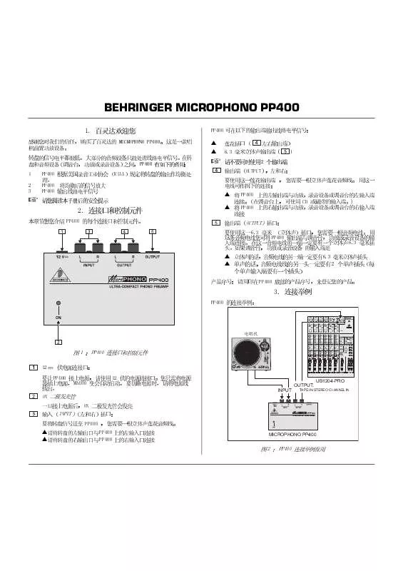 Mode d'emploi BEHRINGER PP400