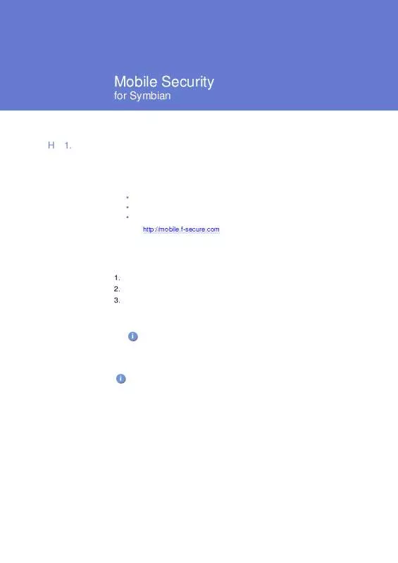 Mode d'emploi F-SECURE MOBILE SECURITY 3.1 FOR SYMBIAN