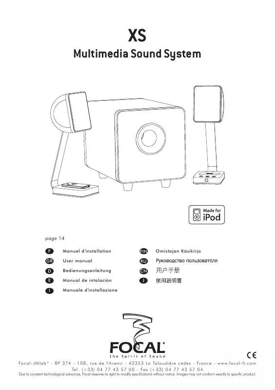 Mode d'emploi FOCAL XS MULTIMEDIA SOUND SYSTEM