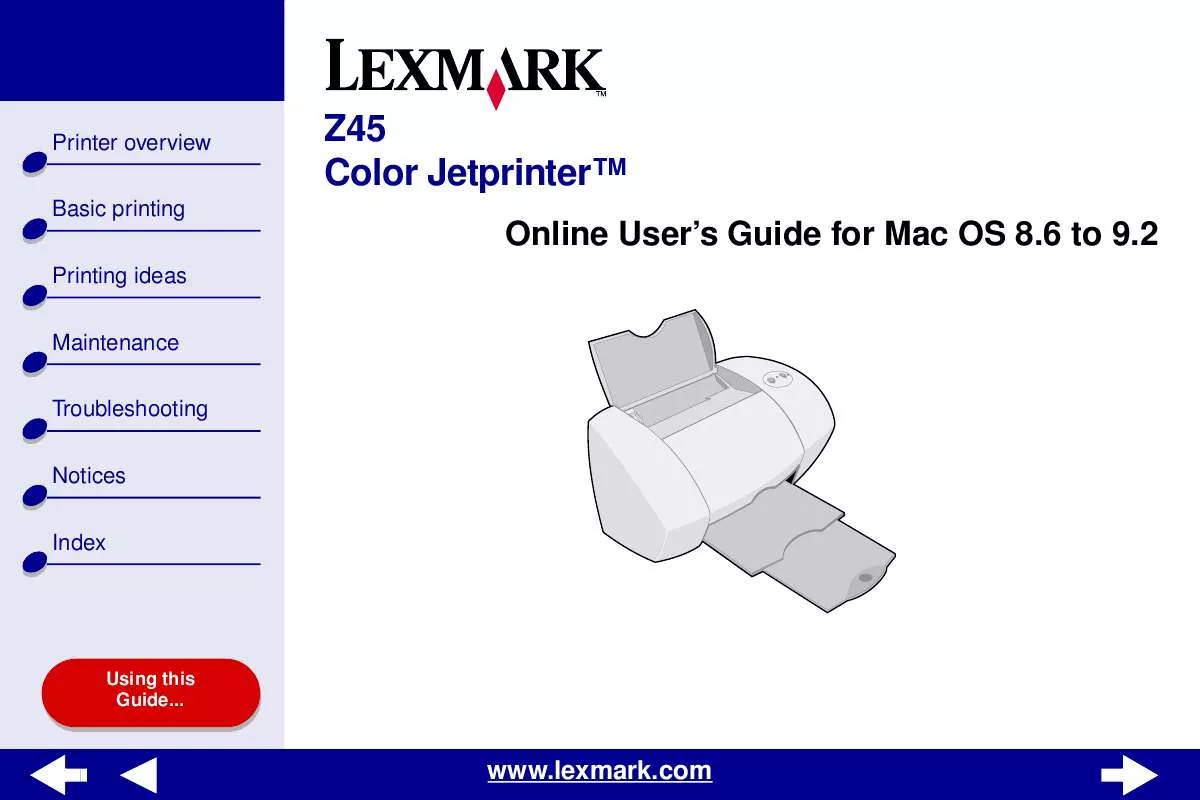 Mode d'emploi LEXMARK Z45