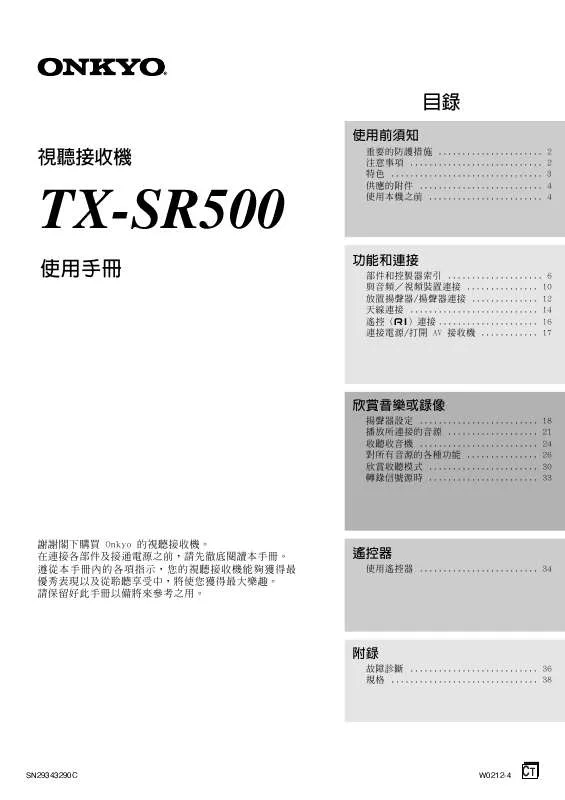 Mode d'emploi ONKYO TX-SR500