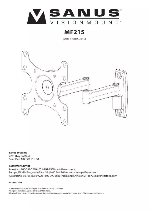 Mode d'emploi SANUS SYSTEMS MF215